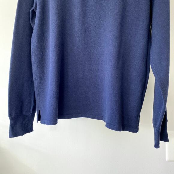 ThE NORTH FACE Sweatshirt Medium Blue Wool & Cotton Mock Neck 1/4 Zip Sweater - Picture 4 of 7